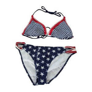 American Flag Swimsuit Women 12 XL Bikini Top Bottoms USA Patriotic 4th of July